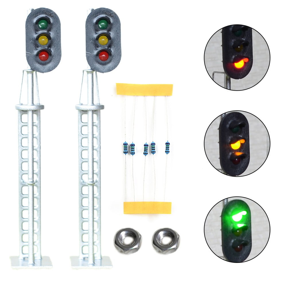 2 x O Scale Model Train Block Signals 3 Aspects Railway LED