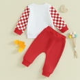 thumbnail image 3 of Bagilaanoe 2Pcs Toddler Baby Boy Valentine's Day Clothes Checkerboard Print Long Sleeve Sweatshirt Tops + Sweatpants 6M 12M 18M 24M 3T Kids Pants Set, 3 of 8