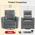 thumbnail image 6 of Merluxy Power Swivel Recliner Chair with USB Charging & 2 Pillows, Glider Rocker for Nursery and Living Room, Grey Corduroy, 6 of 10