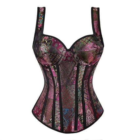 WTXUE Womens Panties | Shaping & Control Shapewear Tummy Control Womens Gothic Corset Bustier Waist Cincher Underbust Corset Vest Tank Top Embroidery Plus Size Purple 3XL