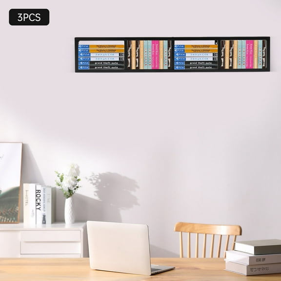 3 PCS Floating Media Storage Cabinet, Wall Mounted Shelf Rack for CD DVD Organizer