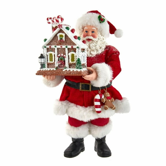 Kurt S. Adler Battery-Operated Light-Up Gingerbread House Santa, 11-Inches, Multi-Colored ( FA0170 )