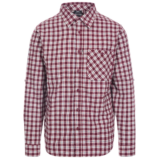 Trespass - Camisa Sailfoot Cuadro de Algodón para Hombre (Rojo, Blanco)
