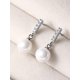thumbnail image 3 of 1pair Luxury Cultured Pearl Silver Drop Earrings Fine Jewelry Gift For Mother's Day, 3 of 5