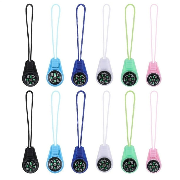12 Brújulas de Bolsillo Multicolor para Exteriores, Brújula Pequeña con Paracord, Kit de Brújula de Botón Portátil, Mini Brújula de Supervivencia