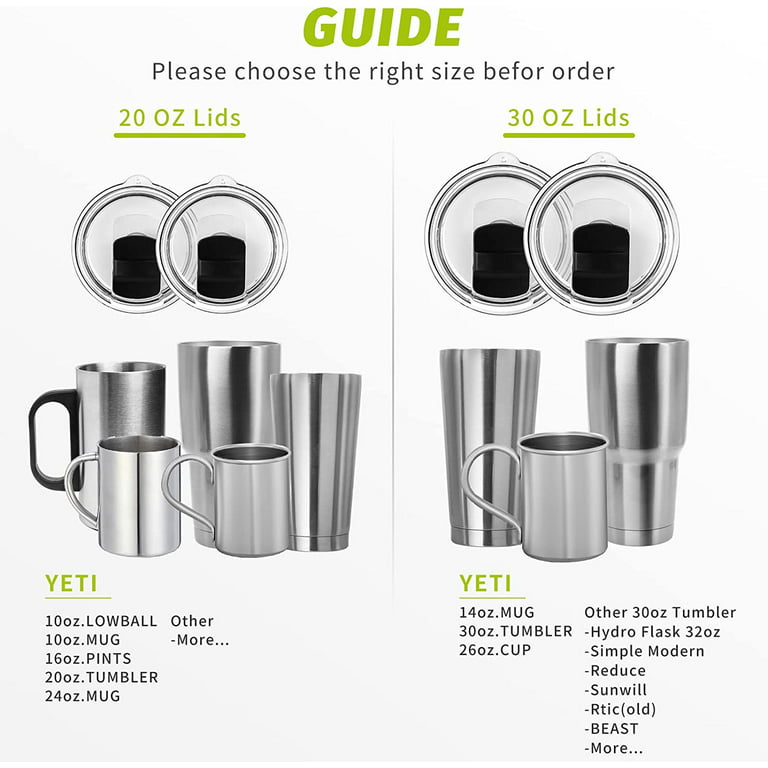 Ullnosoo Tumbler Lids for Yeti, 2 Pack Magnetic Replacement Cup