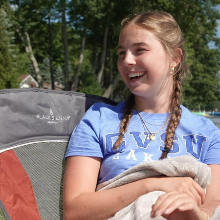 Portable Camping Chair with Padded Armrest Vented Mesh Back and Carry Bag - Supports 300 lbs for Outdoor Activities