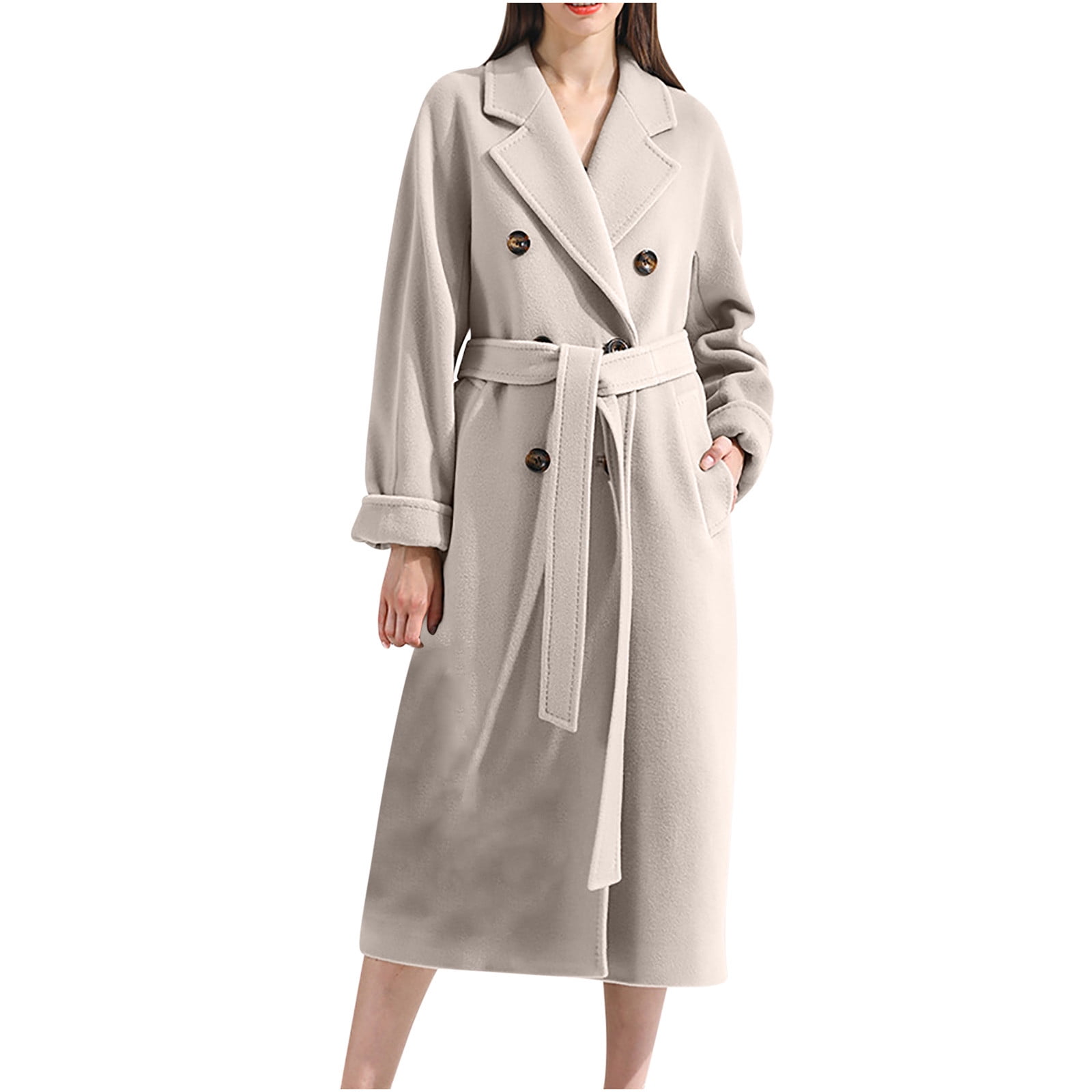 GXIPO Long Wool Coats for Women Plus Size Casual Formal Work
