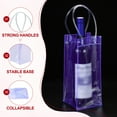 thumbnail image 3 of Uxcell Ice Wine Bag, Portable Collapsible Clear Wine Pouch Cooler Clear Gift Bag with Handles for Champagne Purple, 3 of 7