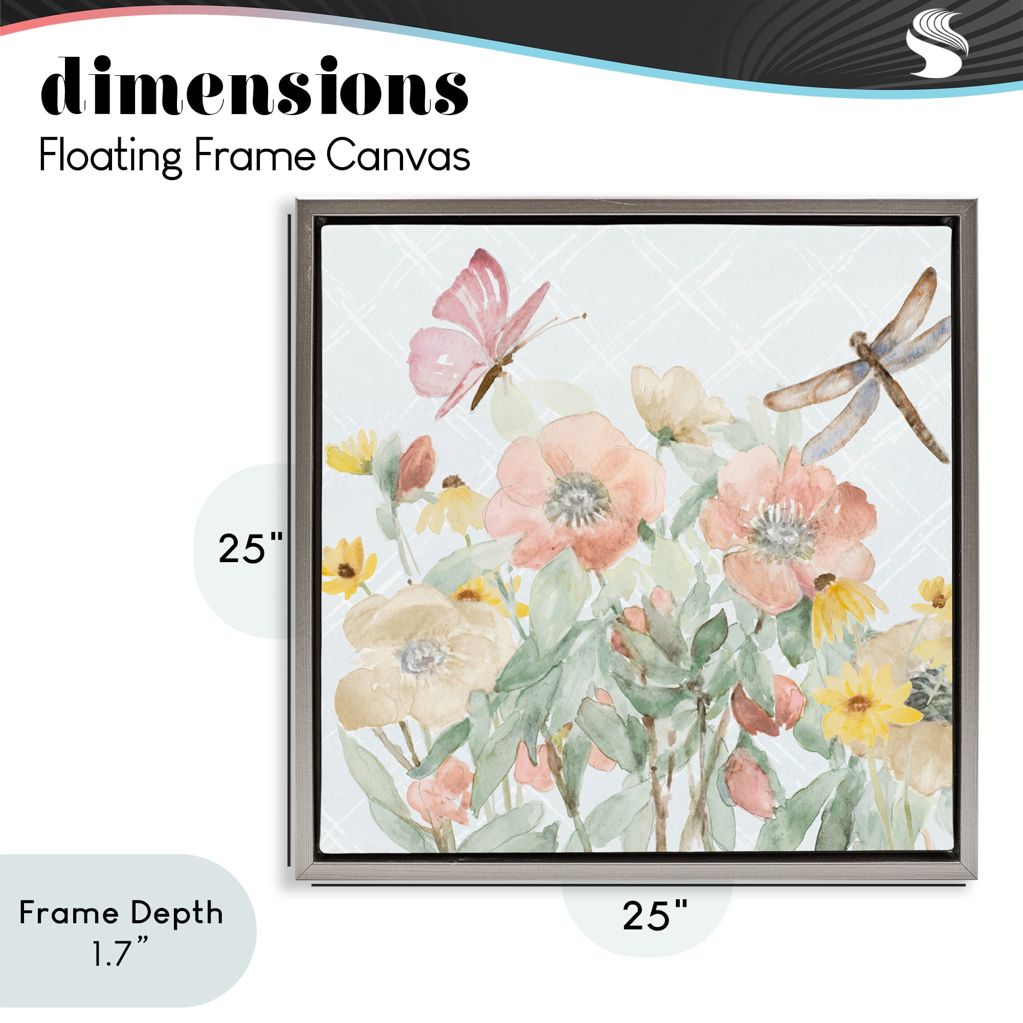 Stupell Industries Garden Joy with Insects Gray Framed Floater Canvas Wall Art, design by Lanie Loreth