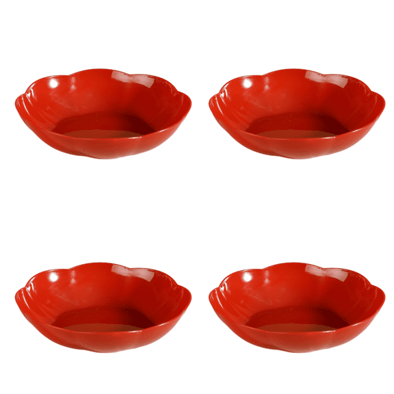 COMIART New Home Desktop Flower - Shaped Food - Grade Snack And Fruit Plate With Bone Tray, 4 - Piece Set(Red,4)