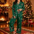 thumbnail image 2 of ZHOGXU Christmas Womens 2 Piece Pajama Sets Printed Long Sleeve Button Down Top Pant Pjs Sets Cozy Nightwear Homewear,Dark Green,L, 2 of 5