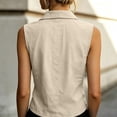 thumbnail image 6 of VBVC Women's Collared Button Down Sleeveless Blouse , Ladies' Pleated Front Work Office Tank Top , Linen Business Casual Tops For Women,Beige,S-2XL, 6 of 10