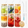 thumbnail image 1 of Set De 6 Vasos Lata Vidrio 16oz Con Tapas Bambú Popote, 1 of 4
