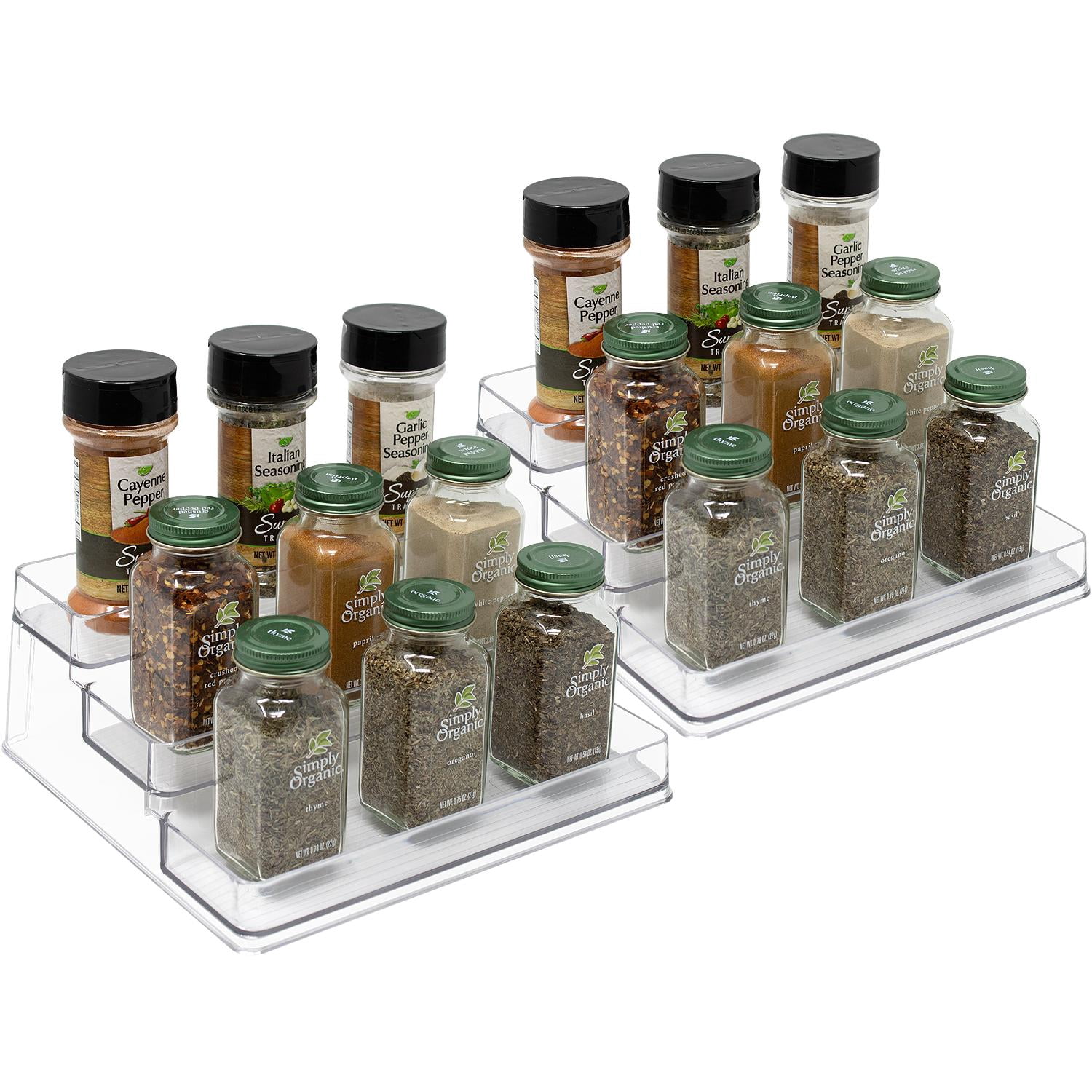 Sorbus Clear Acrylic 3 Tier Spice Rack Organizer Set, 2 Pack, Kitchen Pantry Storage Shelves