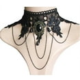 thumbnail image 3 of Collar de encaje gótico, cadena de clavícula, gargantilla femenina, collar sencillo, accesorios punk negros, collar, banda para el cuello, 3 of 6