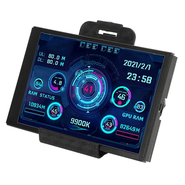 PC Sensor Panel Display, Computer Temp Monitor 320x480 Plug And Play For Office Black