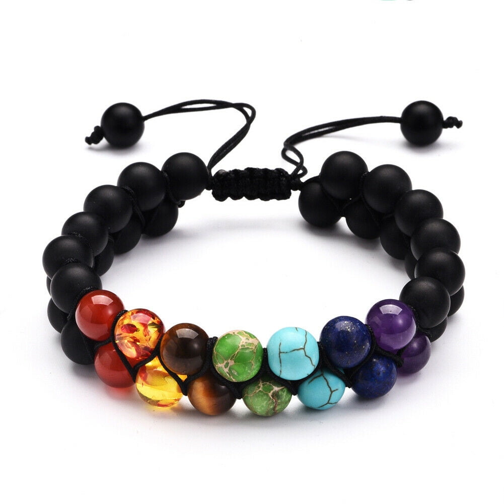 Juccini Chakra Beads Bracelets - 7 Chakra Lava Stone Bracelets for Anxiety  - Lightweight Calming Energy Bracelet Made from Natural Stones - Essential