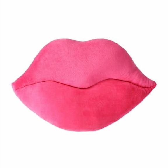 Pink Lip-Shaped Decorative Pillow 18-Inch Plush Accent Cushion