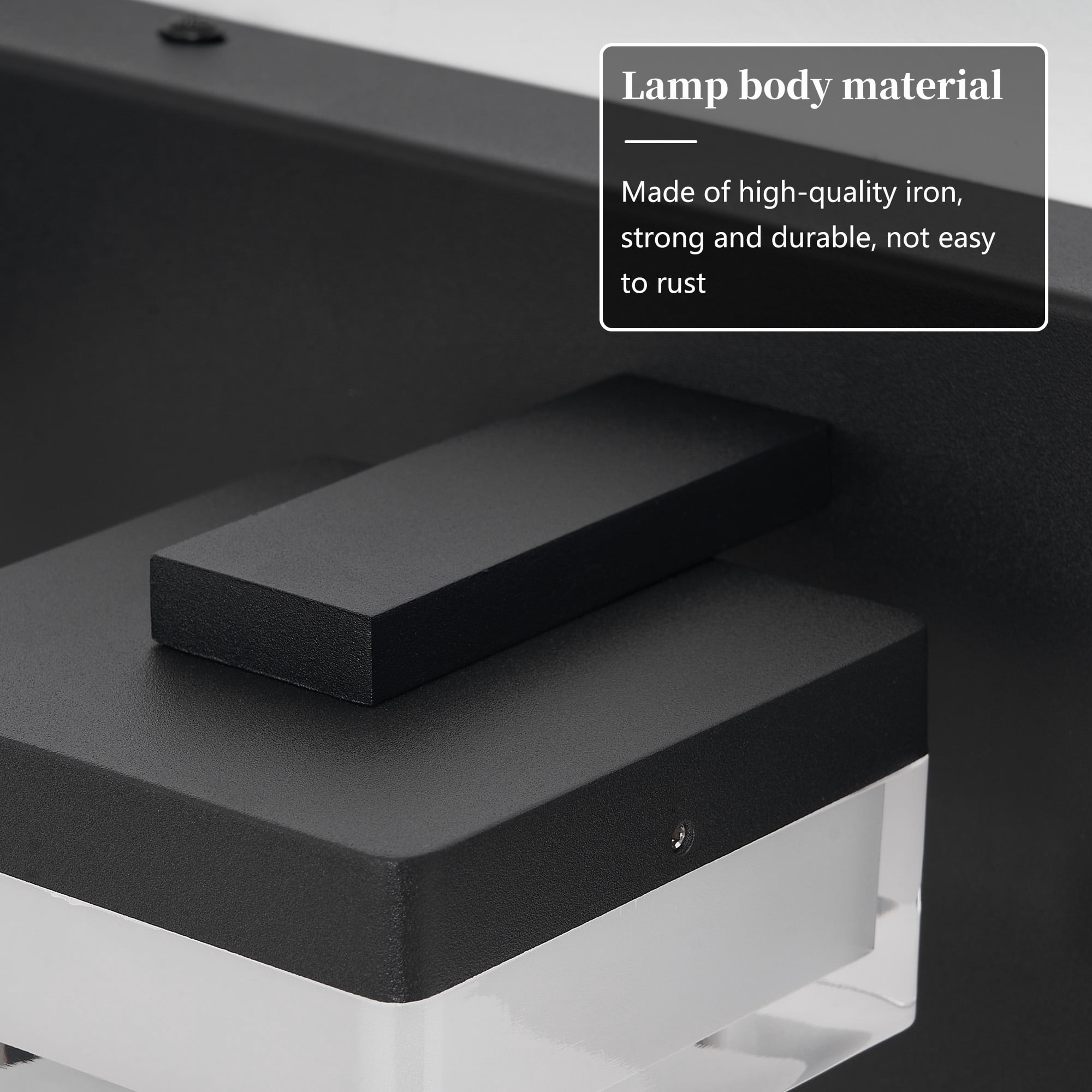 Modern LED Vanity Light for Bathroom, 3-Light Matt Black with Transparent Acrylic, 18W Energy Saving Wall Lamp Above Mirror, Easy Install US Junction Box