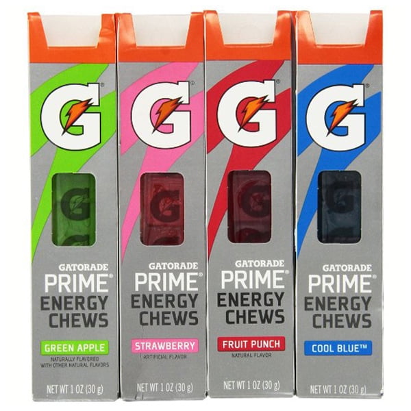 Gatorade Prime Energy Chews Variety Sampler Pack Pack of 4