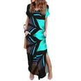 thumbnail image 1 of Jophufed Women's Casual Loose Pocket Maxi Long Dress Short Sleeve Split V Neck Print Beach Summer Dresses for Women 2022, 1 of 6
