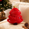 thumbnail image 4 of Cute Christmas Tree Plush Throw Pillow, Soft Red Xmas Tree Shaped Decorative Cushion with Golden Star, Embroidered Face Accent Pillow for Sofa Couch Bedroom Christmas Home Decor, 4 of 7
