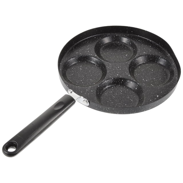 MERRYHAPY 1Pc Black Nonstick Frying Pan with Long Heat Resistant Handle Four Hole Design for Kitchen Use