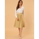 thumbnail image 3 of INSPIRE CHIC Falda plisada de cintura alta hasta la rodilla retro para mujer Caqui S, 3 of 6