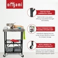 thumbnail image 2 of Open Box Origami RBT Stainless Steel Foldable Kitchen Cart w/4 Wheels, Black, 2 of 9