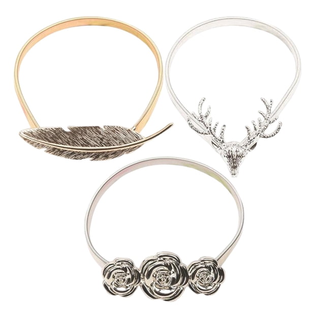 3 abrazaderas para cortinas con hebillas ocultas ajustables. Rosa Plata Pluma Ciervo Dorado Plata