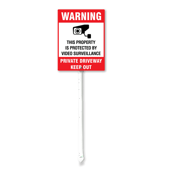 Eveokoki Warning Private Driveway Keep Out Yard Sign with Stake 7x8.8inch Yard Decoration Rustproof Outdoor Aluminum Sign for Yard Garden Lawn Street Outdoor