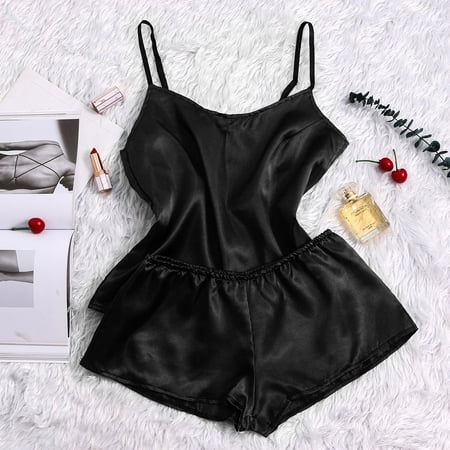 

Womens Underwear Satin Silk Pajamas Bow Nightdress Lingerie Women Underwear Sleepwear Satin Underwear For Women Blue L