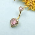 thumbnail image 4 of 14G(1.6mm) Double Heart Cubic Zirconia Navel Belly Button Ring 316L Surgical Steel Piercing Barbell Body Jewelry, 4 of 5