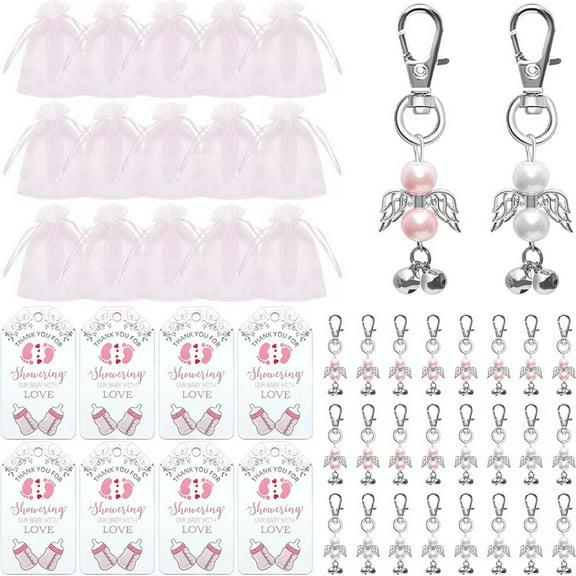 Jibingyi 1 set of Angel Keychain Angel Pendant Keychain Baby Shower Hanging Tags Gift Bags