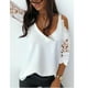 thumbnail image 1 of Fiudx Ofertas Flash Del Día Solo En Línea Blusa de Manga Corta de Moda con Cuello En V Suelta y Hombros Descubiertos, 1 of 6