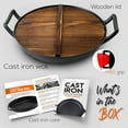 thumbnail image 6 of NutriChef Pre Seasoned Cooking Wok Cast Iron Stir Fry Pan with Wooden Lid, Black, 6 of 6