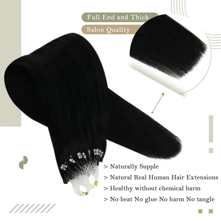 Ywigs Natural Color Body Wave Micro Loop Hair Extension, 22 22 22 (3 Bundles) / Natural Color / 4 in 1 Microlink Tool Kit