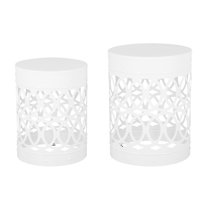 GDF Studio Pellerin Outdoor Metal Side Tables, Set of 2, White