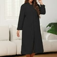 thumbnail image 5 of Long Hooded Zipper Bathrobe for Womens Flannel Robes Color: Black Size: M, 5 of 8