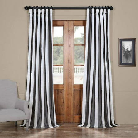 Half Price Drapes Presidio Stripe Faux Silk Taffeta tab Top Single Curtain Panel