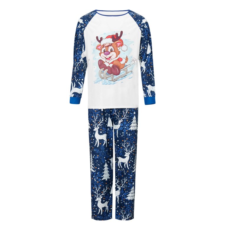 Family Matching Christmas Pajamas Set Mom Dad Kids Deer Hoodie Romper Jumpsuit For Sleepwear Nightwear (2T, Kids