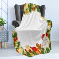 thumbnail image 4 of Christmas Soft Flannel Fleece Throw Blanket, Garland Frame Design with Evergreen Fir Tree Bear Toy and Gingerbread Man, Cozy Plush for Indoor and Outdoor Use, 70" x 90", Multicolor, by Ambesonne, 4 of 5