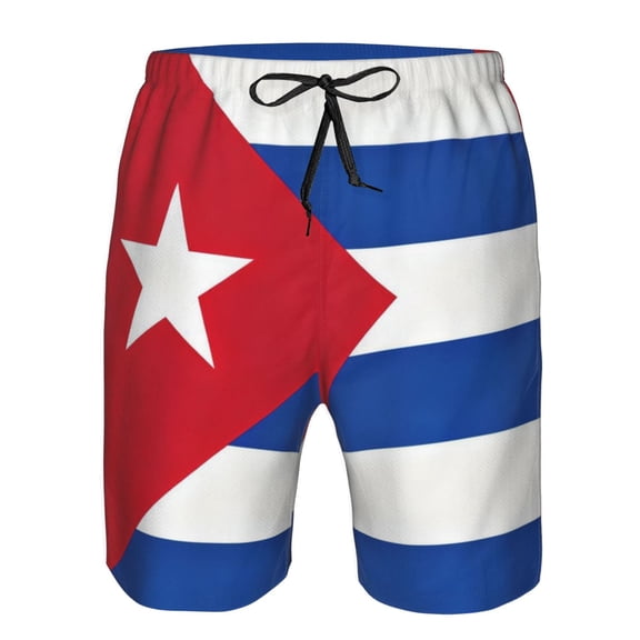 Men's Beach Shorts Cuban Flag Board Shorts Summer Swim Trunks with Mesh Liner XX-Large
