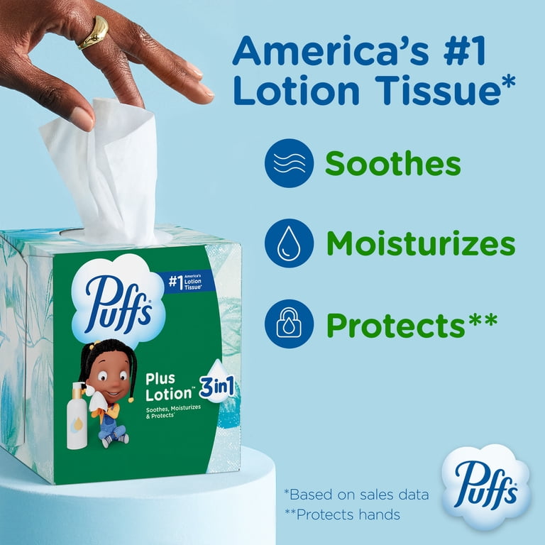 Plus Lotion Facial Tissues, 4 Family Boxes photo 2