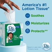 لوشن Puffs Plus لمناديل الوجه، 6 صناديق عائلية، 124 منديلًا في كل صندوق