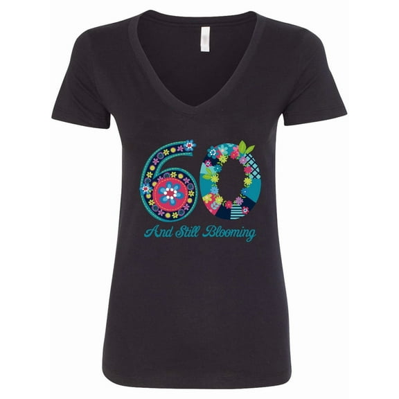 Inktastic Blooming 60th Birthday Women's V-Neck T-Shirt