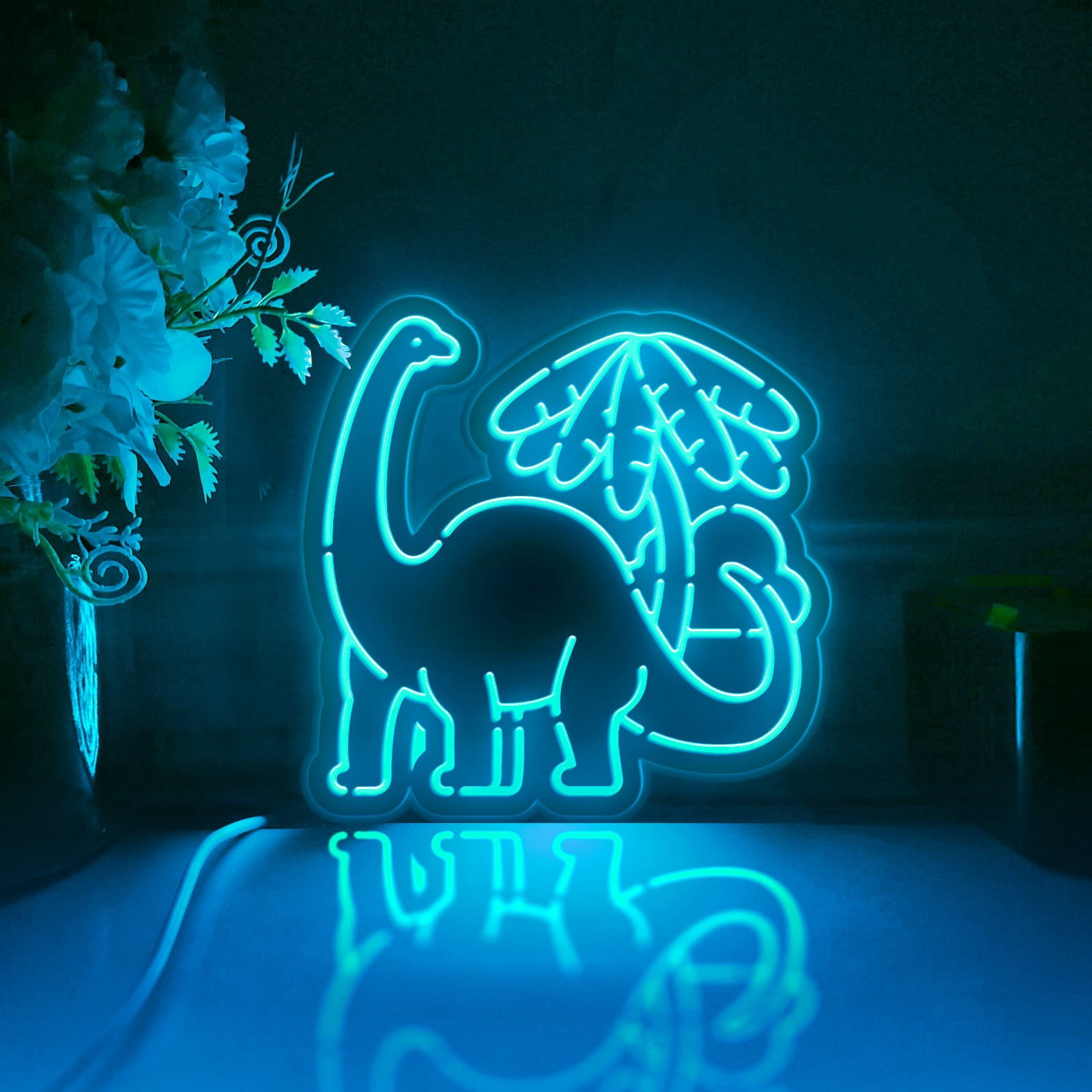 Dinosaur Led Light Box, Dimmable Neon-Like Light Signs USB Power for Wall Decor Bedroom Decoration, RGB Light (WxH) 16"x15"