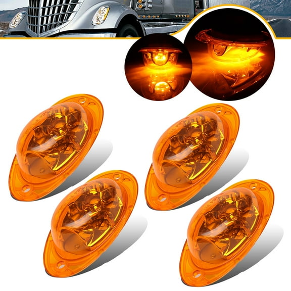 SCITOO Set Of 4 5 Led AmberLen AmberLight 1068-1A LED Side Marker Turn Signal Lights 5-2835-SMD For Freightliner Cascadia 2008-2014