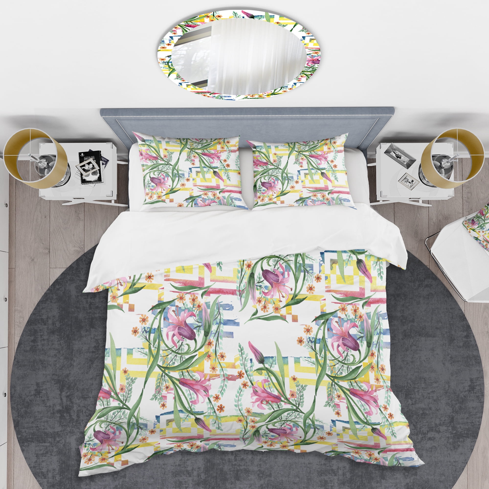 Designart 'Floral Botanical Retro XI' Mid-Century Modern Duvet Cover Set